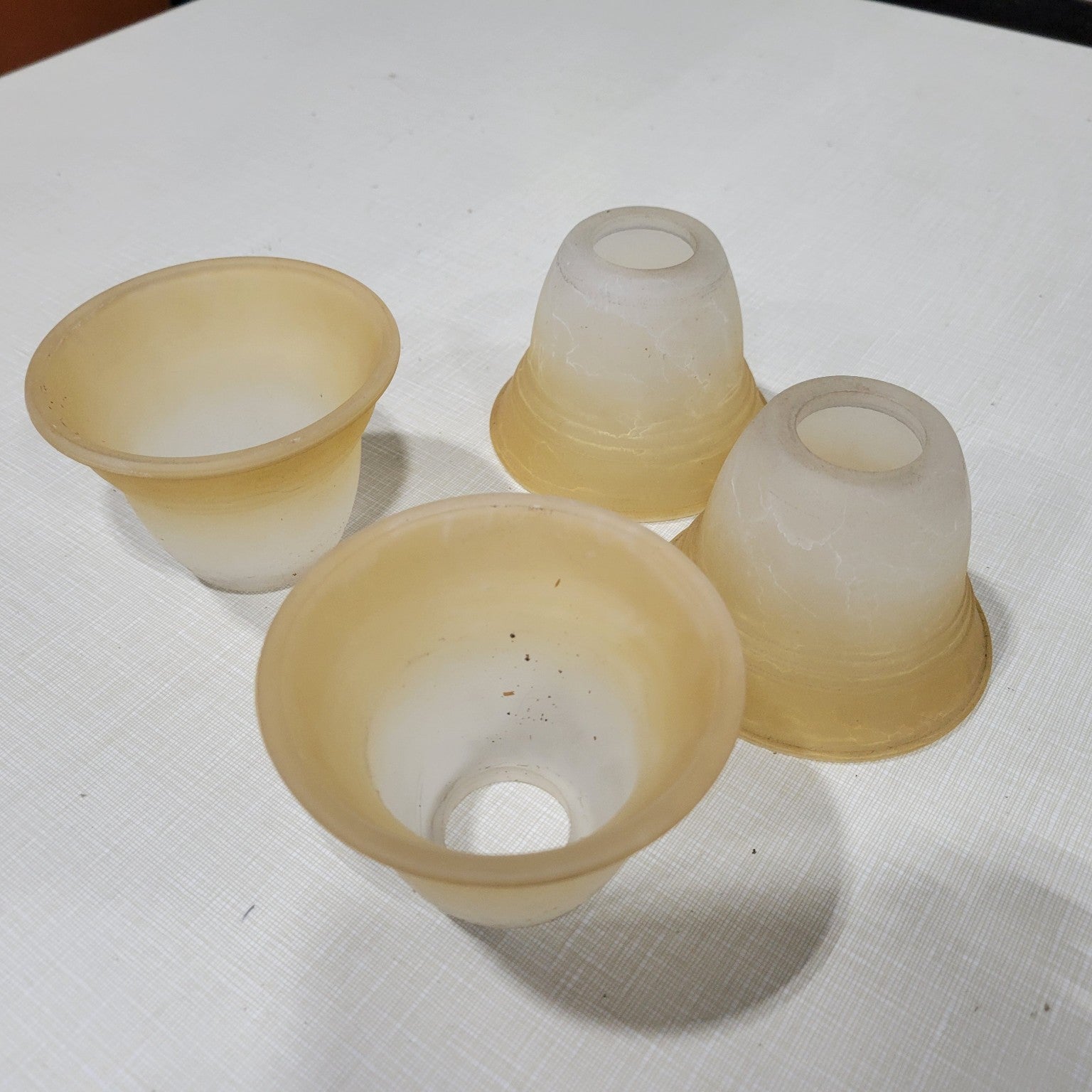 Set of 4 Small Amber Frosted Glass Light Shades