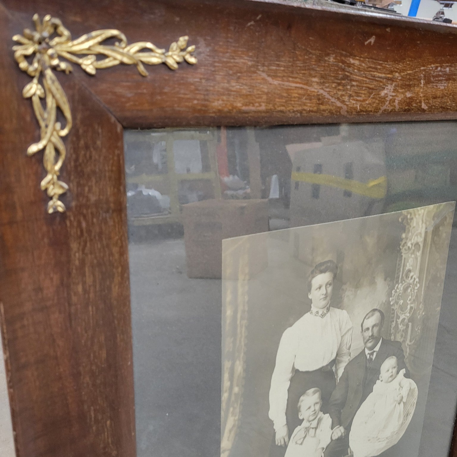 Antique Ornate Gilded Frame with Family Portrait