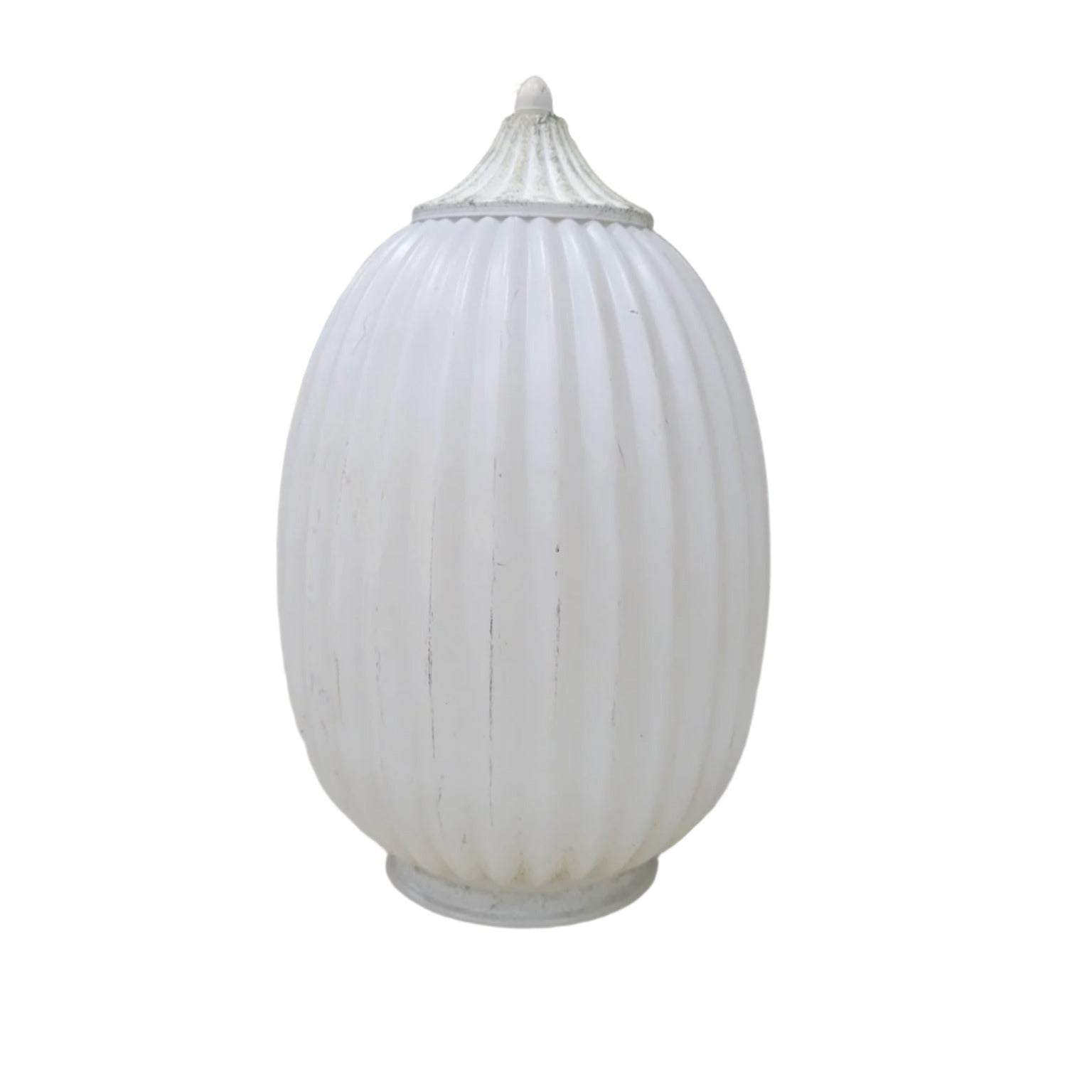 Set of Three Ribbed White Glass Light Globes