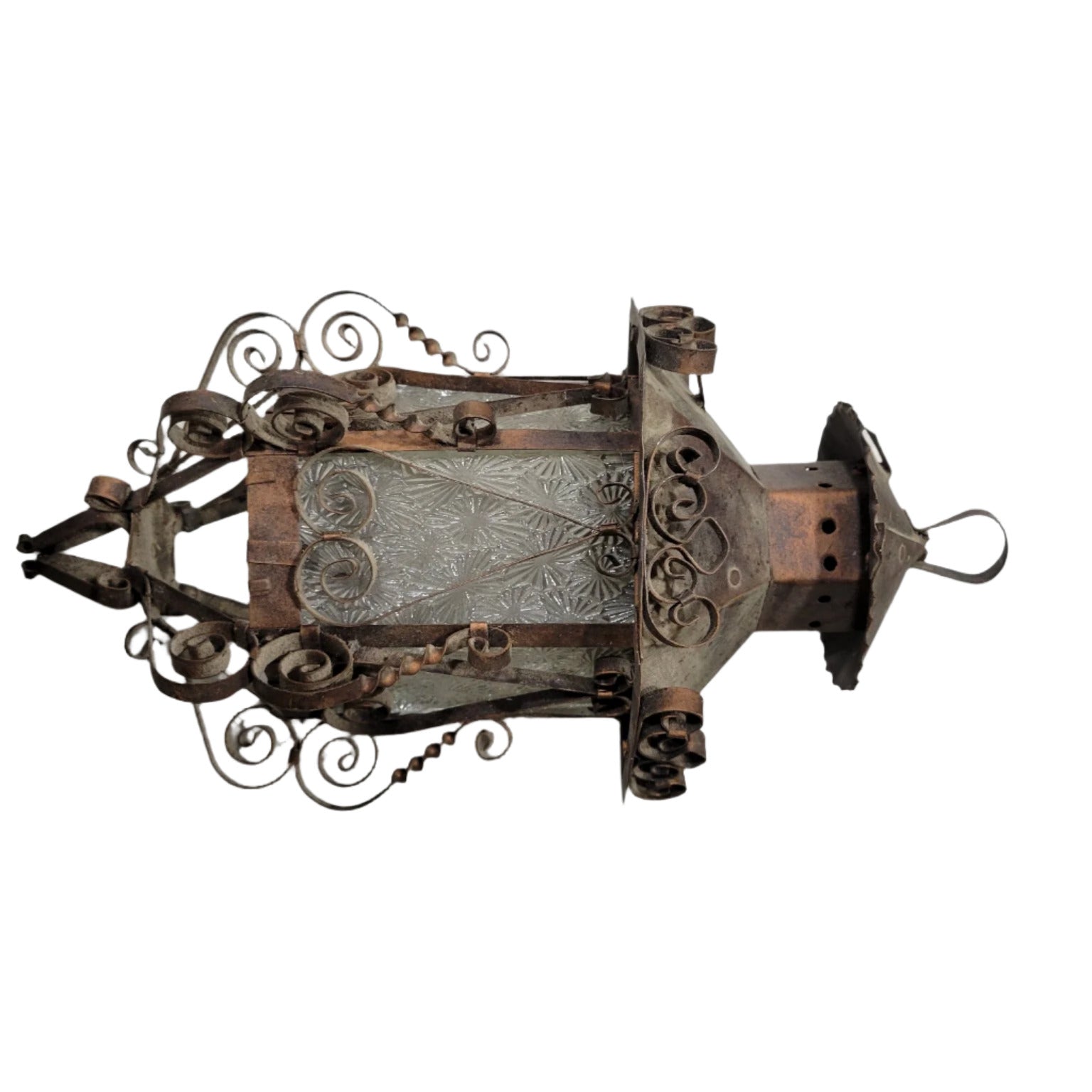 Antique Wrought Iron and Glass Lantern