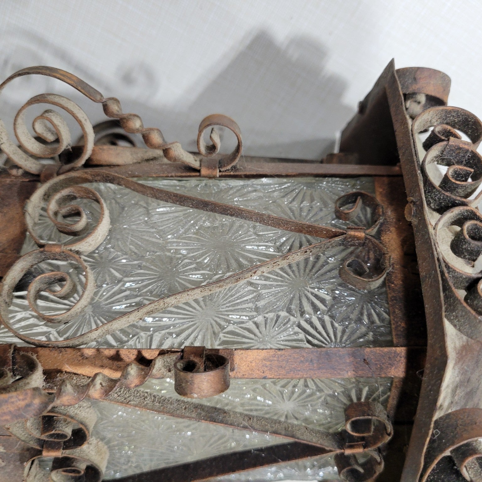 Antique Wrought Iron and Glass Lantern