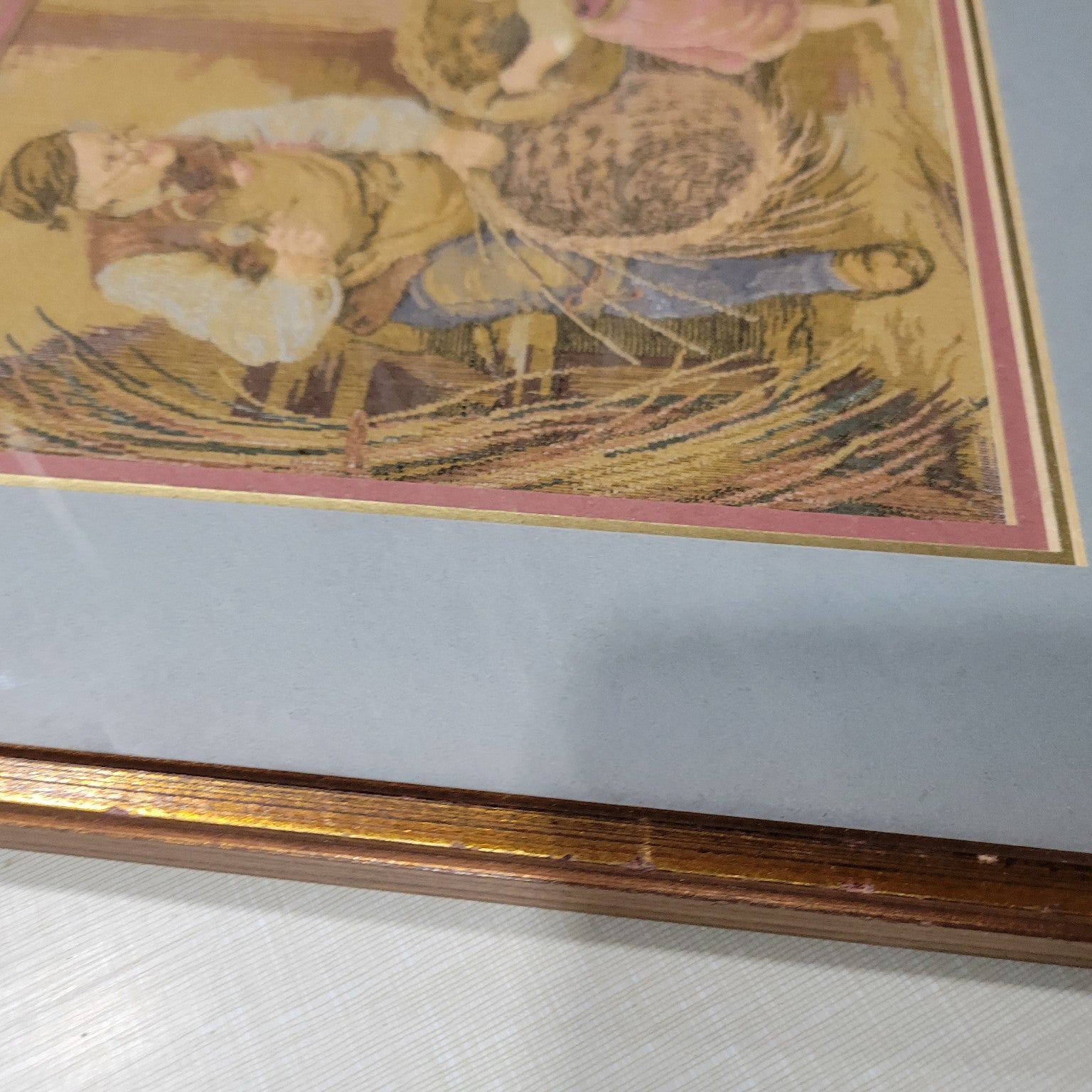 Framed Vintage Needlepoint Tapestry