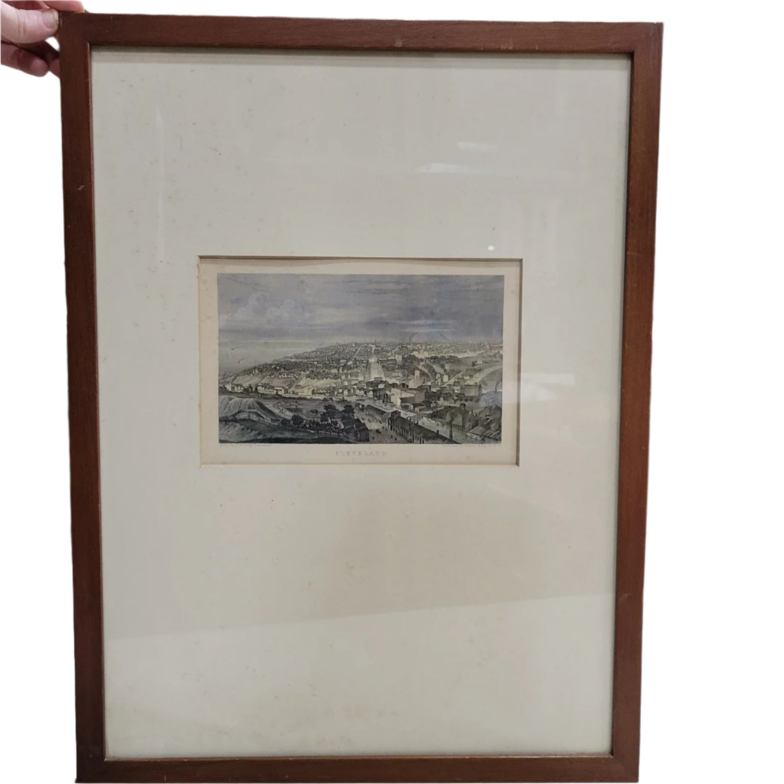 Antique Framed Print - 1853 View of Cleveland