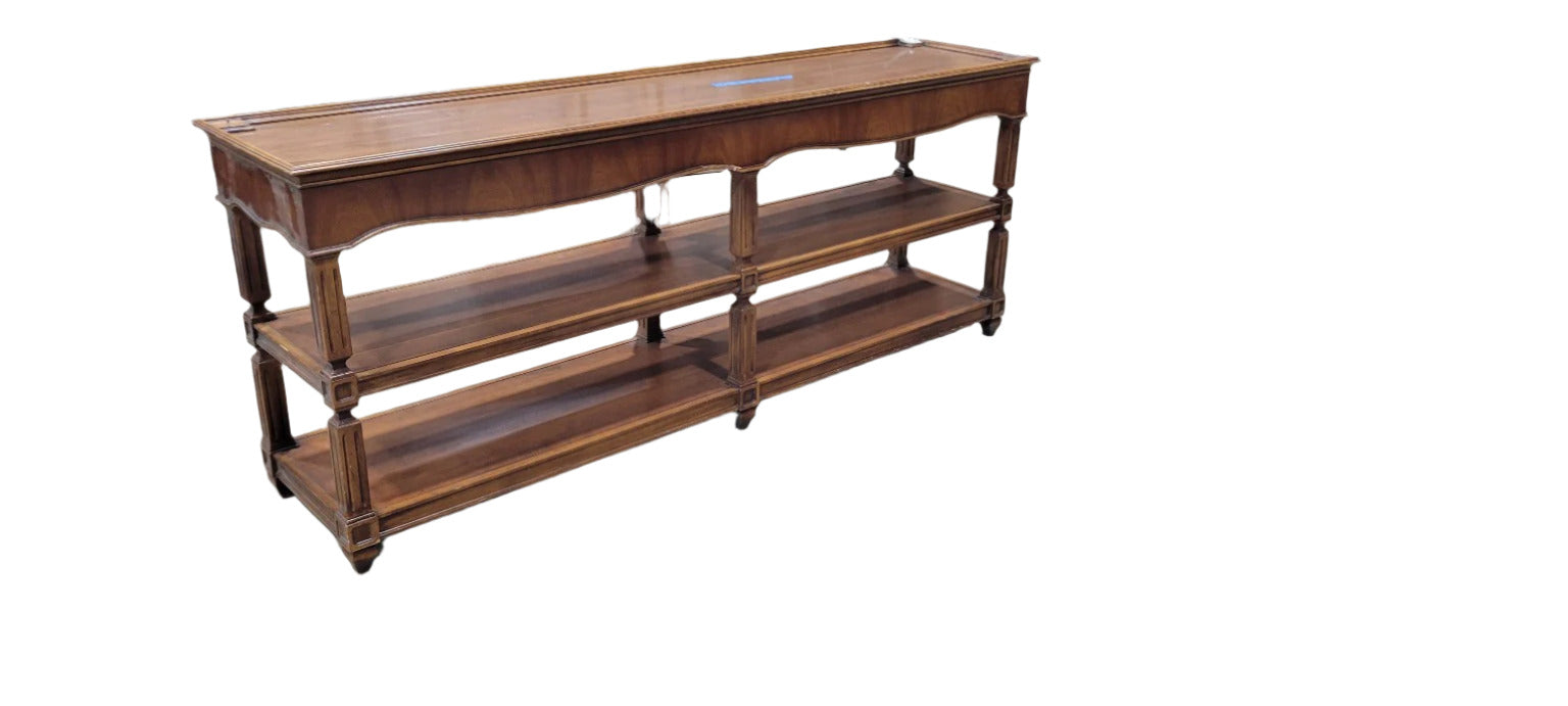 Vintage Mahogany Console Table with Open Shelving