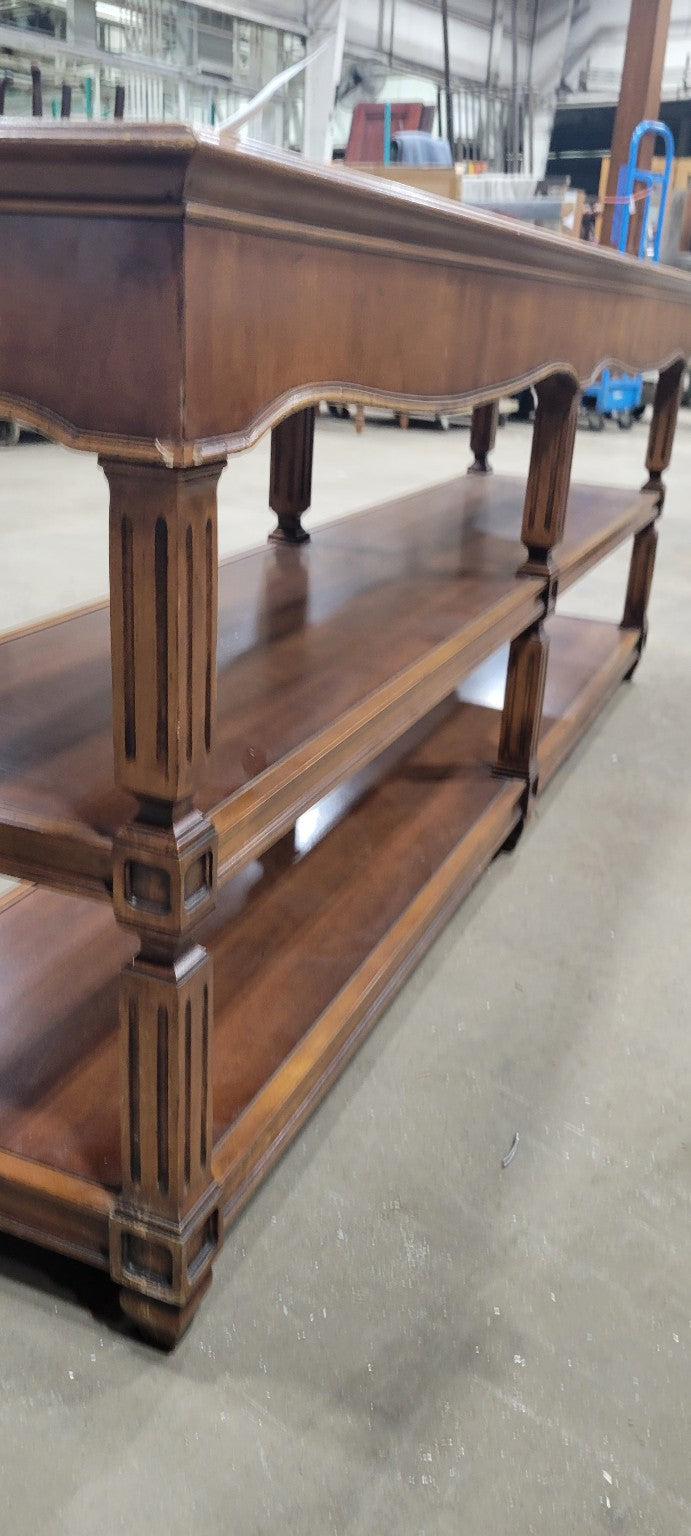 Vintage Mahogany Console Table with Open Shelving