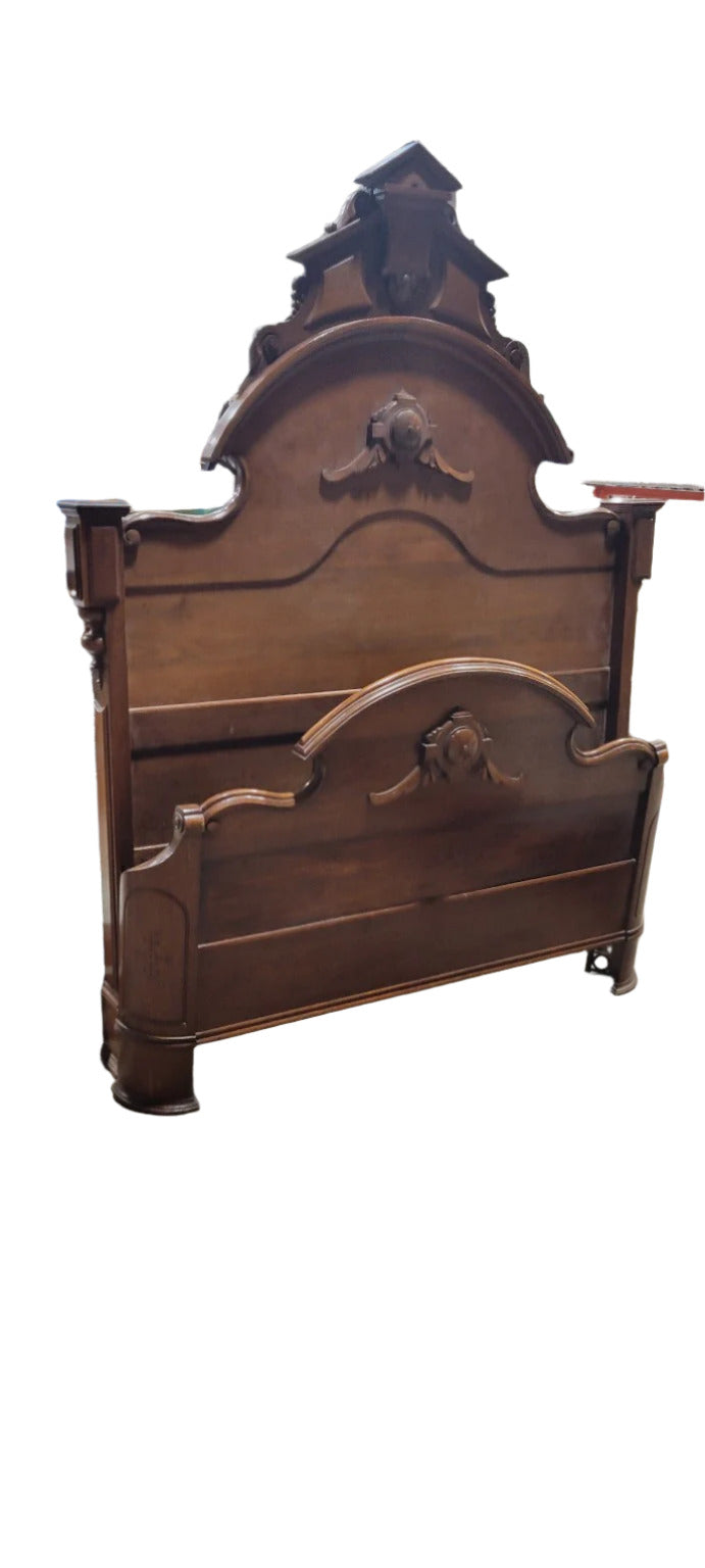 Victorian Renaissance Revival Walnut Bed