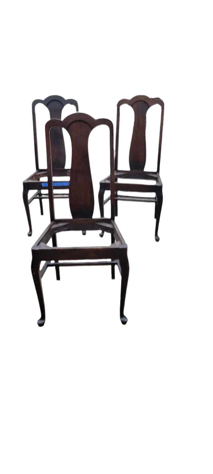 Set of Three Queen Anne Style Dining Chairs (Unupholstered)