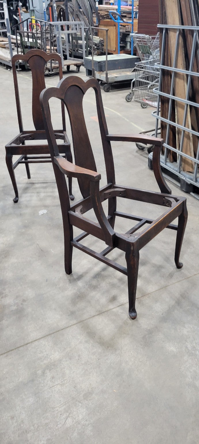 Antique Queen Anne-Style Armchair Frame