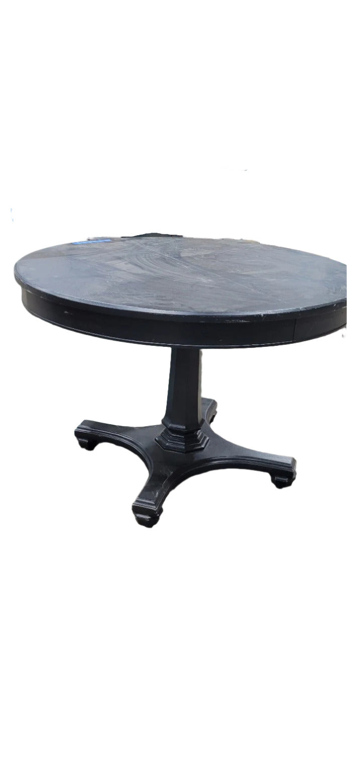 Antique Black Pedestal Extension Dining Table
