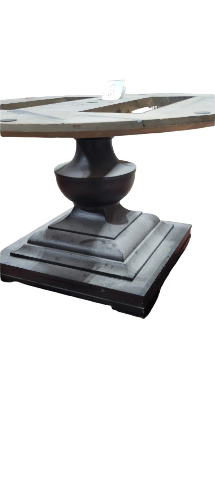 Black Pedestal Table Base with Unfinished Round Top