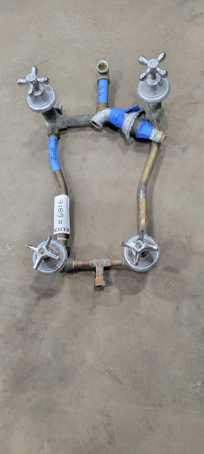 Vintage Industrial 4-Handle Faucet Assembly