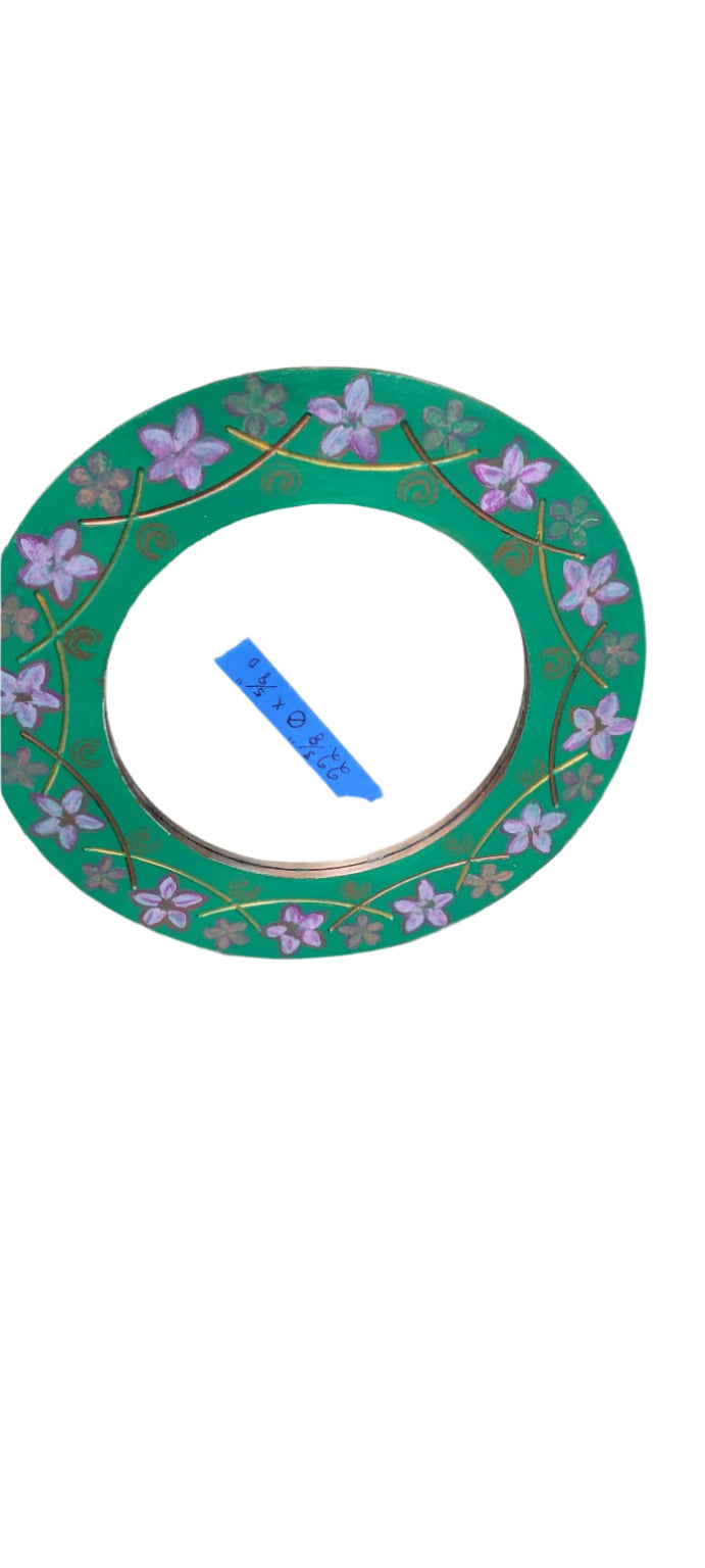 Hand-Painted Floral Round Mirror