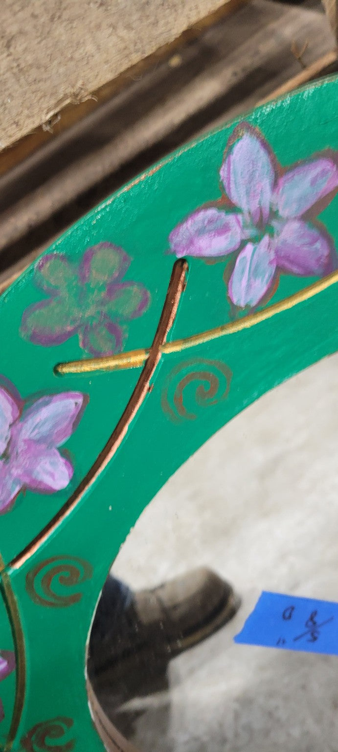 Hand-Painted Floral Round Mirror