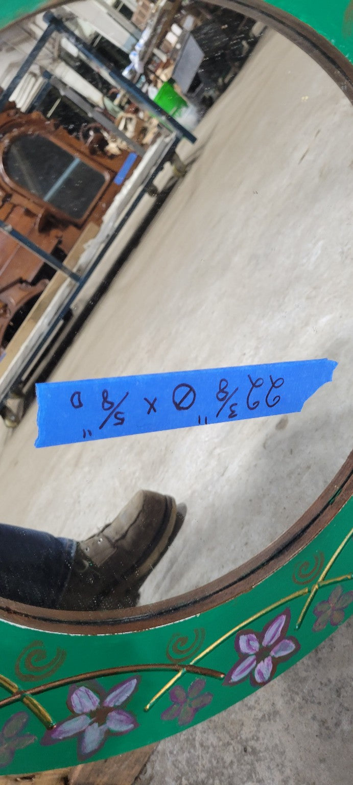 Hand-Painted Floral Round Mirror