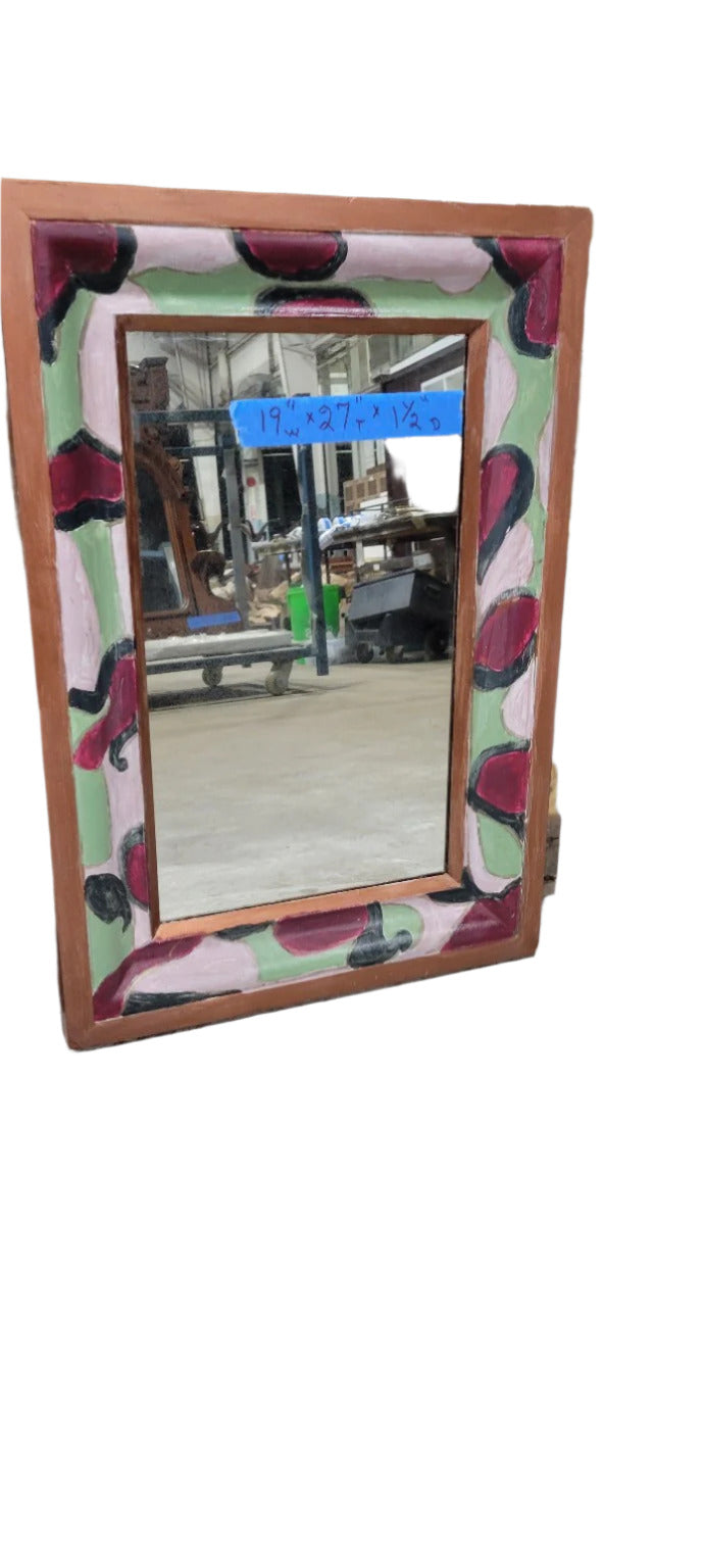 Hand-Painted Abstract Frame Mirror
