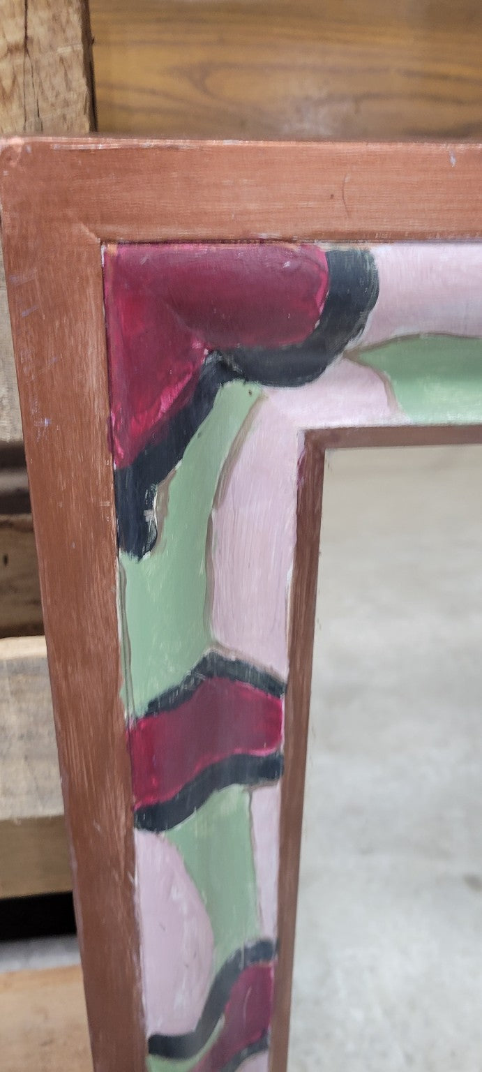 Hand-Painted Abstract Frame Mirror