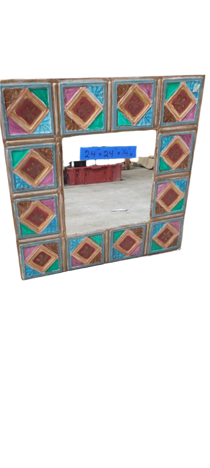 Hand-Painted Mosaic-Style Mirror