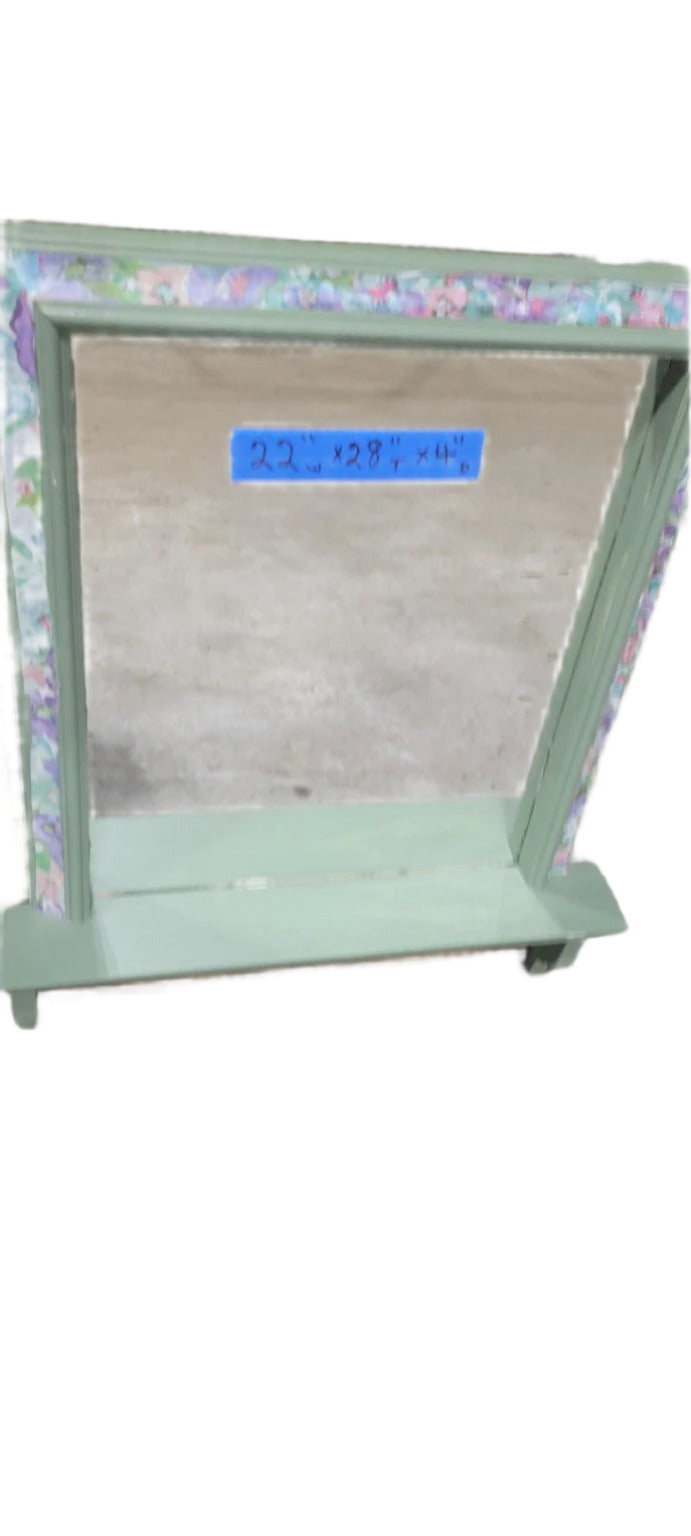 Hand-Painted Mirror with Shelf