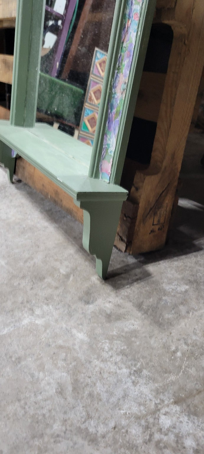 Hand-Painted Mirror with Shelf
