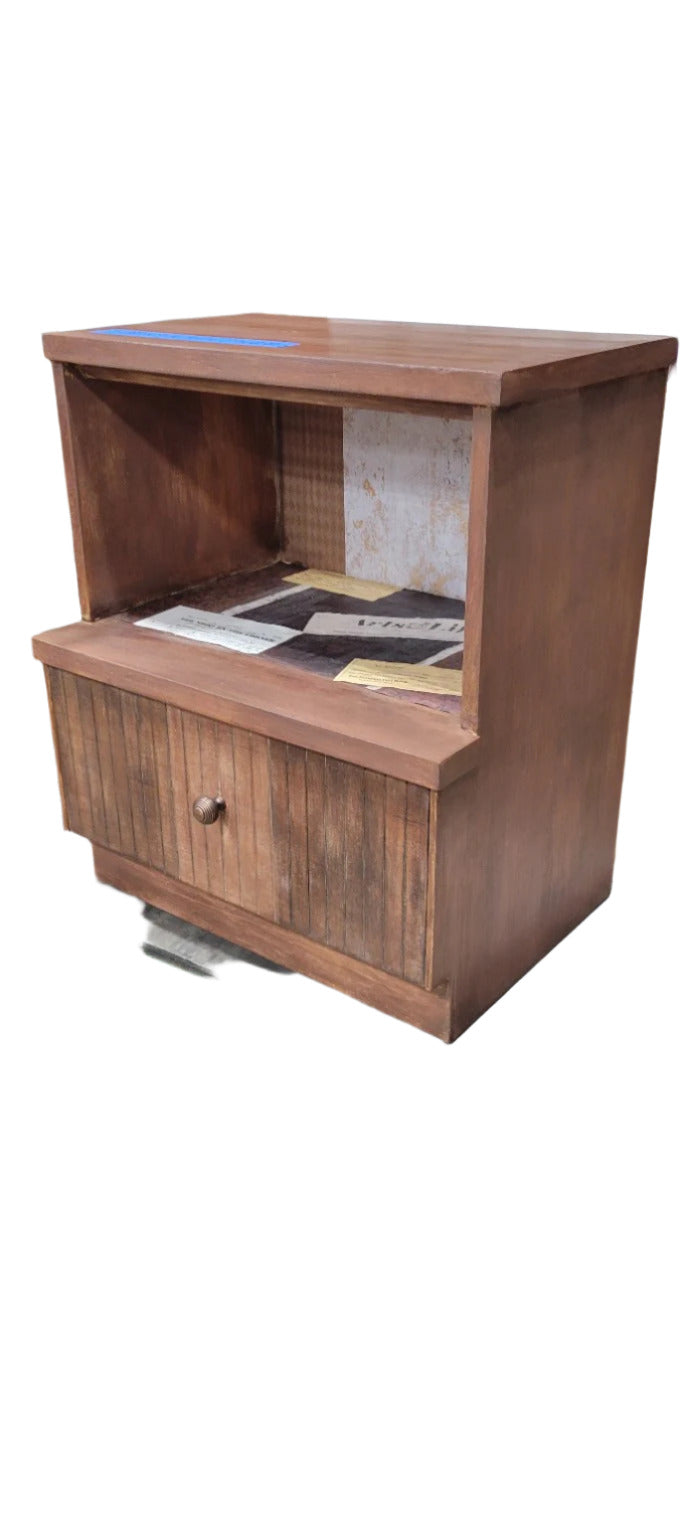 Rustic Wooden Side Table with Storage
