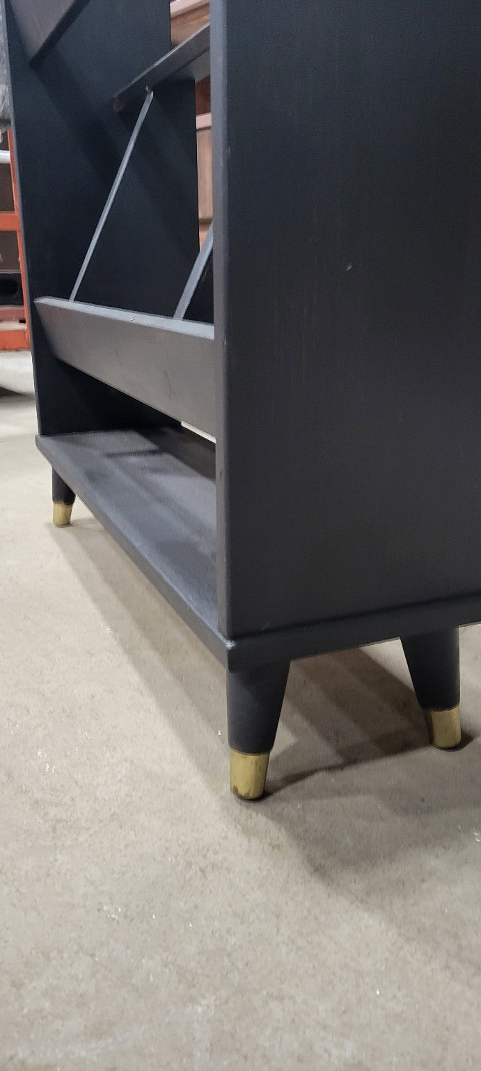 Mid-Century Modern Black Record & Book Shelf