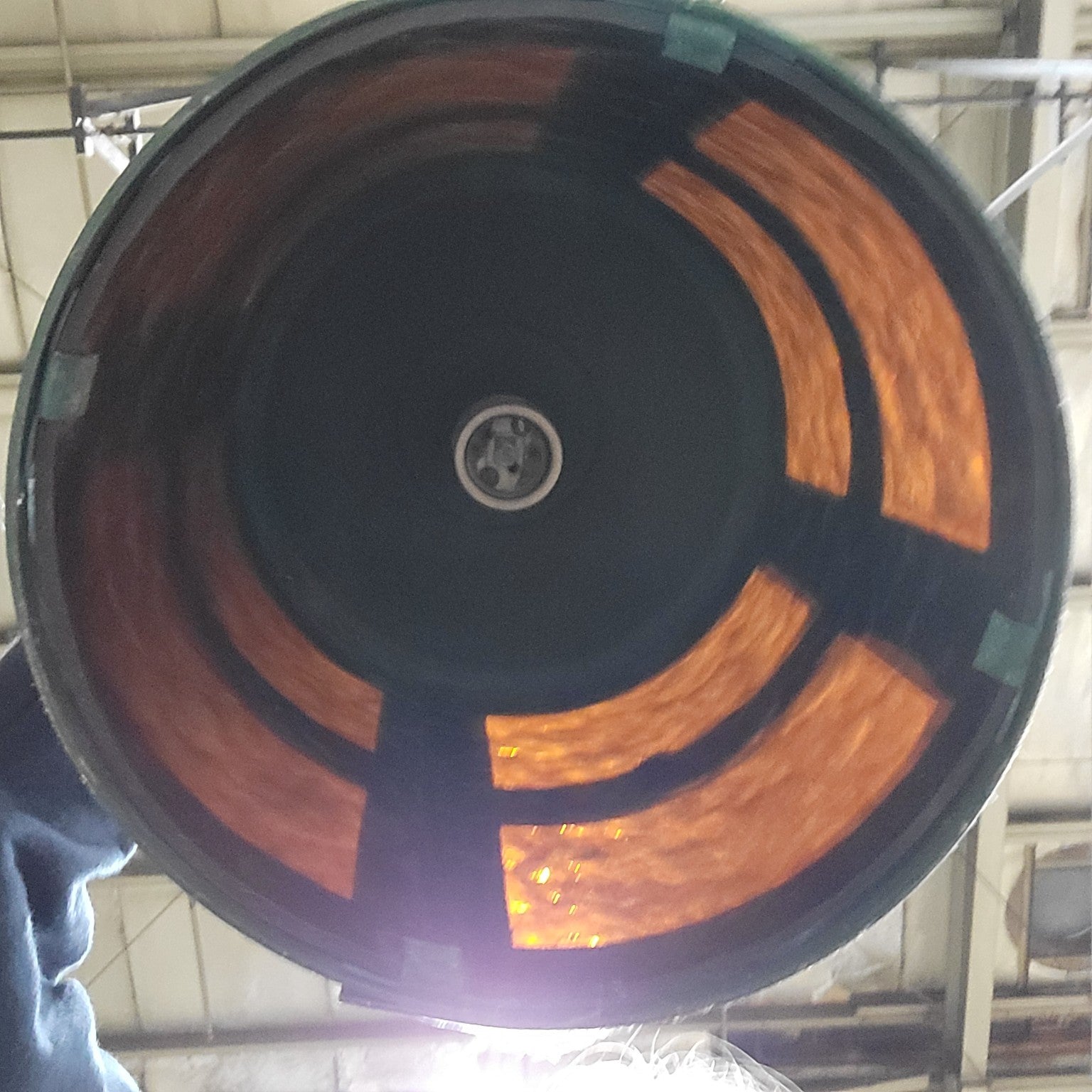 Vintage Industrial Pendant Light with Amber Mica Panels