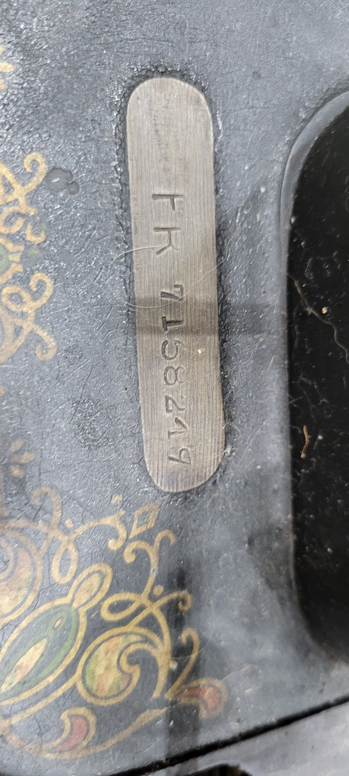 Antique White Rotary Treadle Sewing Machine with Cabinet