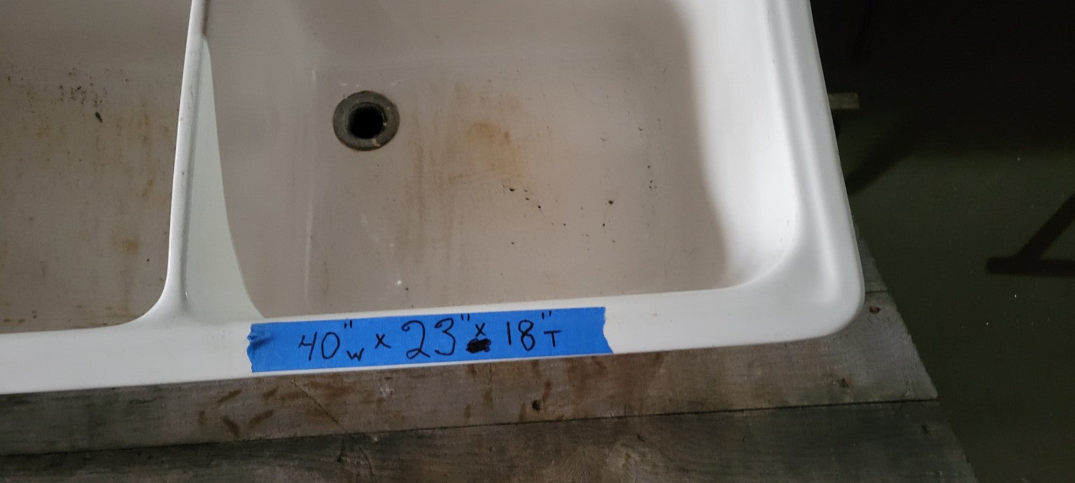 Vintage Rheem-Richmond Porcelain Double Basin Utility Sink with Faucet