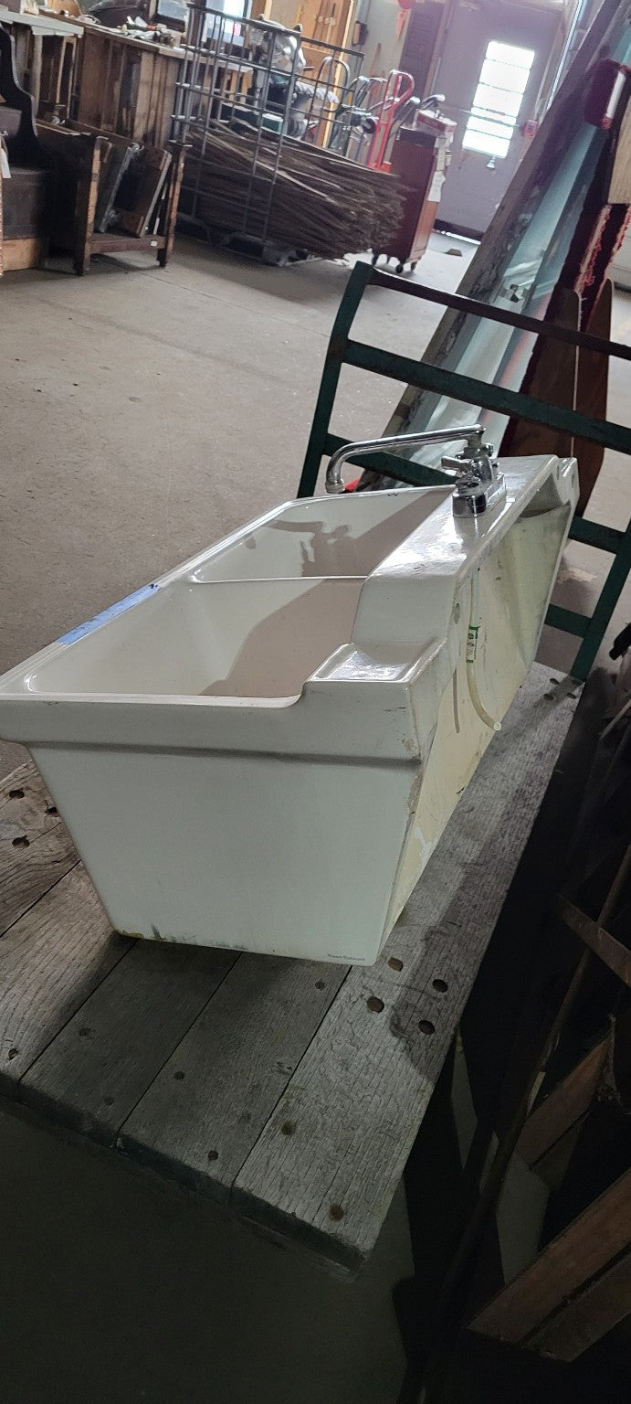 Vintage Rheem-Richmond Porcelain Double Basin Utility Sink with Faucet