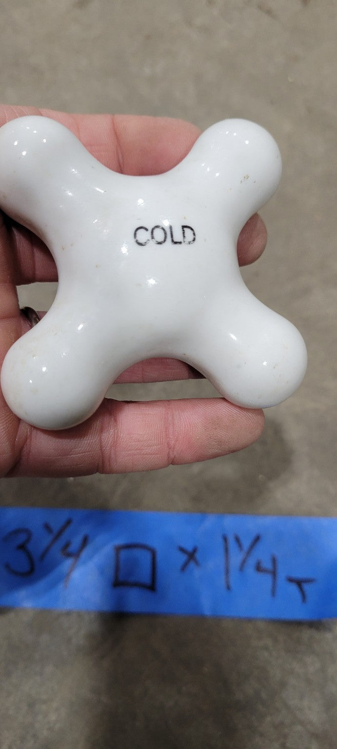 Vintage Porcelain Cross-Handle Faucet Knob (Cold)