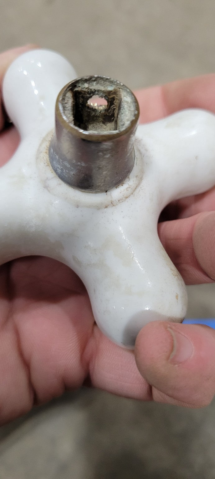 Vintage Porcelain Cross-Handle Faucet Knob (Cold)