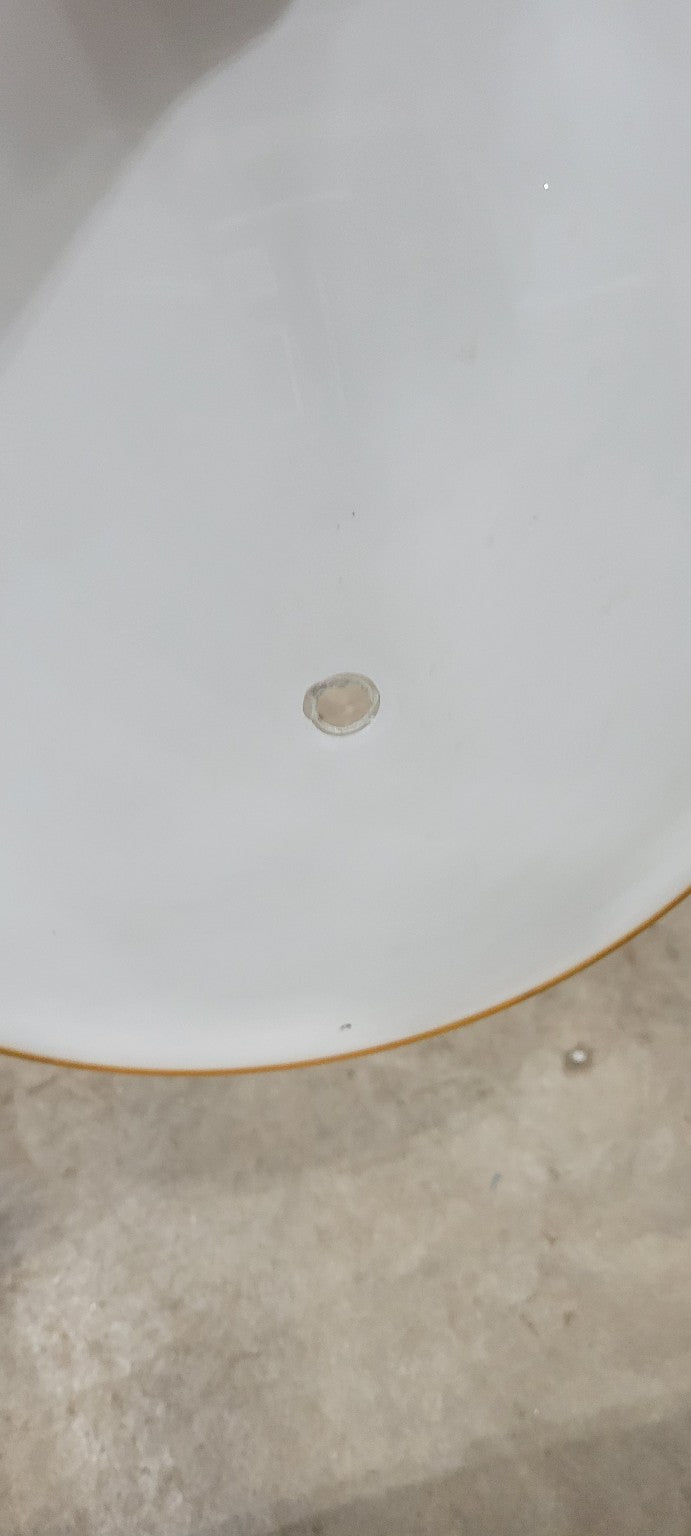 Vintage White Glass Light Shade with Brass Trim