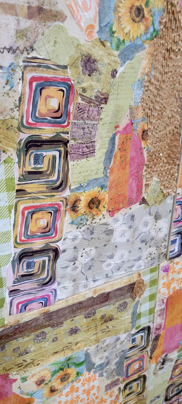 Pottery Barn Mixed Media Collage Art Panels