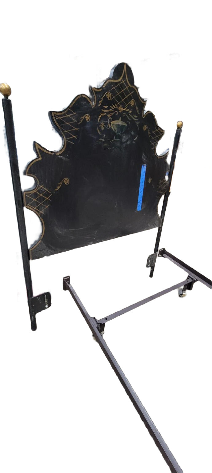 Twin Bed Frame with Hand-Painted Headboard