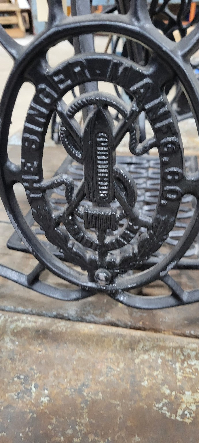 Repurposed Singer Sewing Machine Base Table