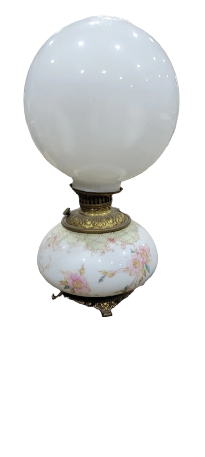 Antique Hand-Painted Gone with the Wind Hurricane Lamp