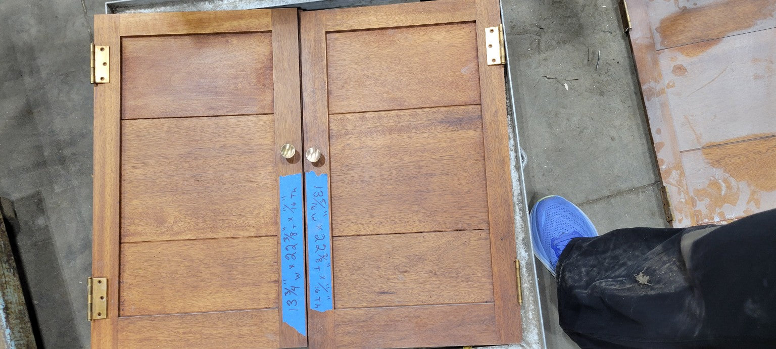 Vintage Three-Panel Solid Wood Cabinet Doors