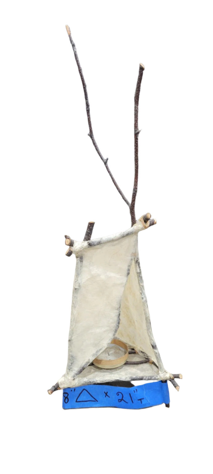 Handmade Primitive Twig & Hide Teepee Lantern Frame