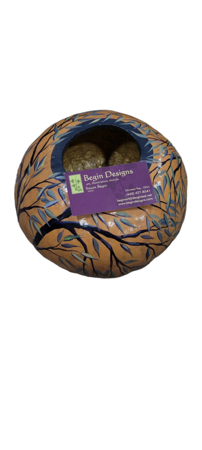 Hand-Painted Gourd Vessel by Susan Begin
