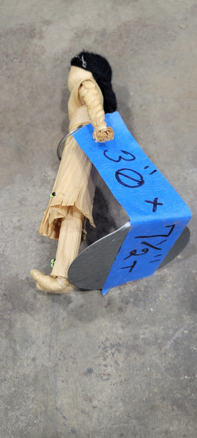 Handmade Corn Husk Doll with Bead Accents