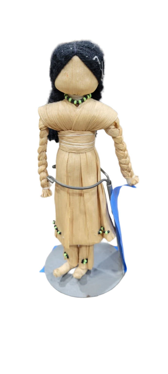 Handmade Corn Husk Doll with Bead Accents