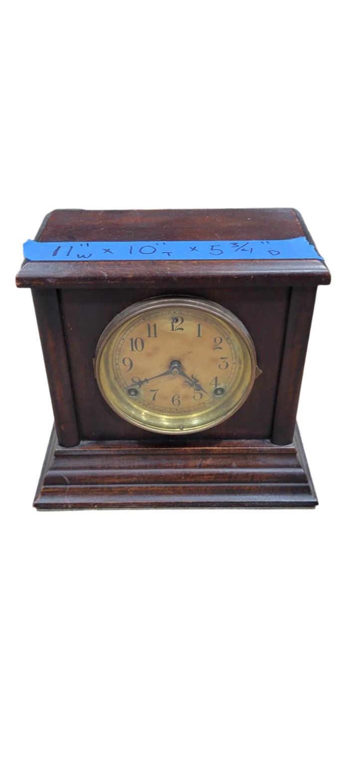 Antique Mantel Clock with Brass Dial