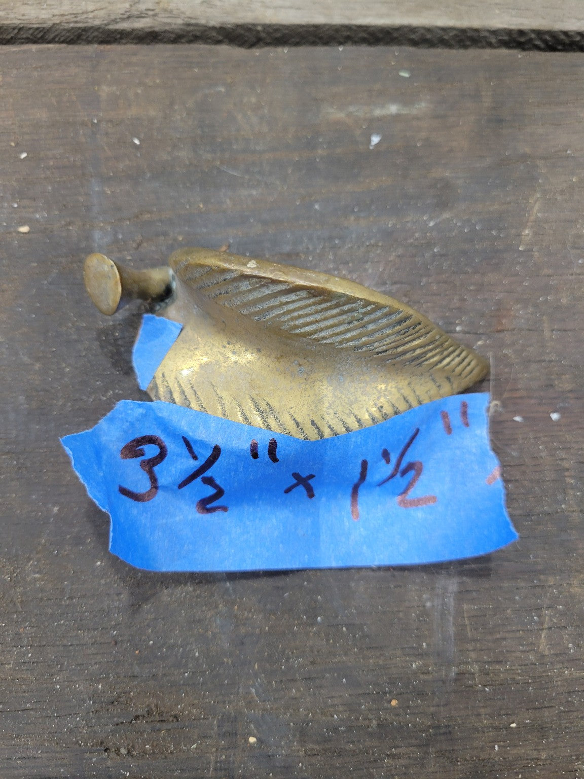 Solid Brass Feather-Shaped Drawer Pull