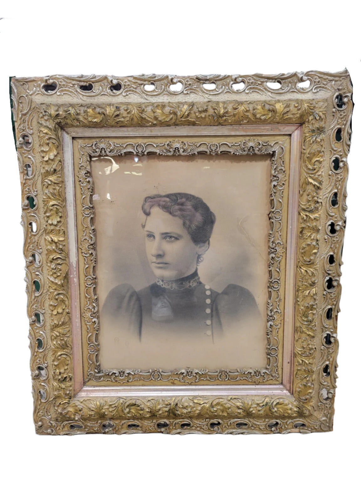 Antique Gilded Portrait Frame with Victorian Photograph