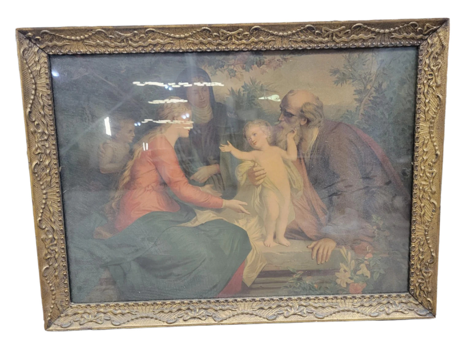 Antique Religious Print in Gilded Frame
