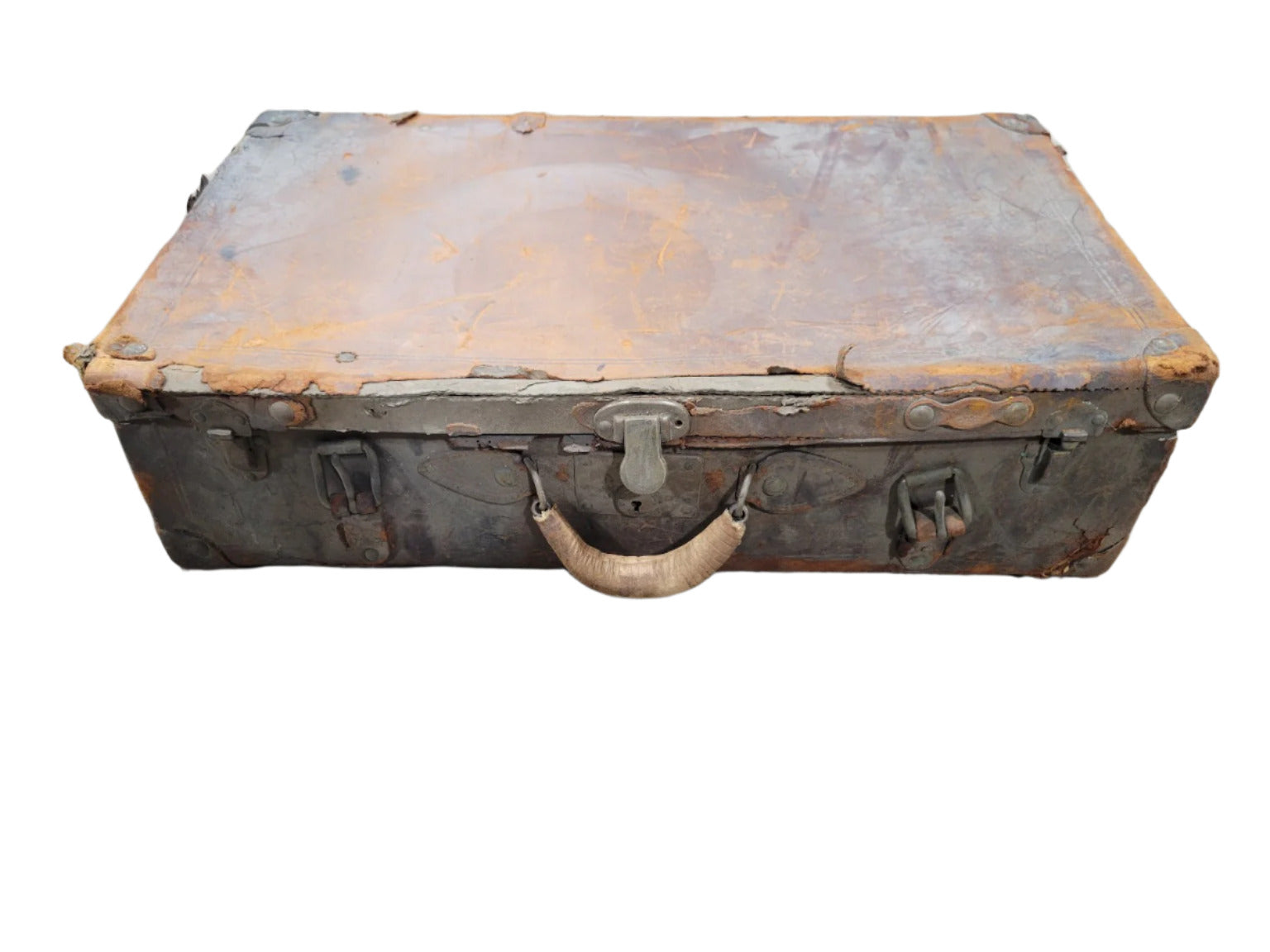 Vintage Distressed Leather Suitcase