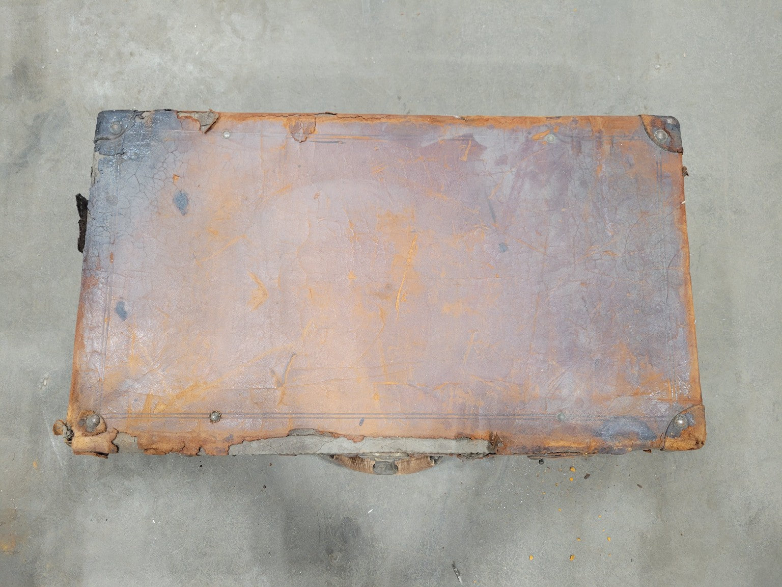 Vintage Distressed Leather Suitcase
