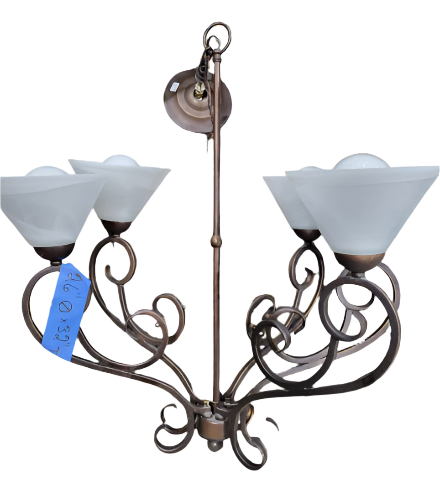 Five-Light Chandelier – Scrollwork with Frosted Glass