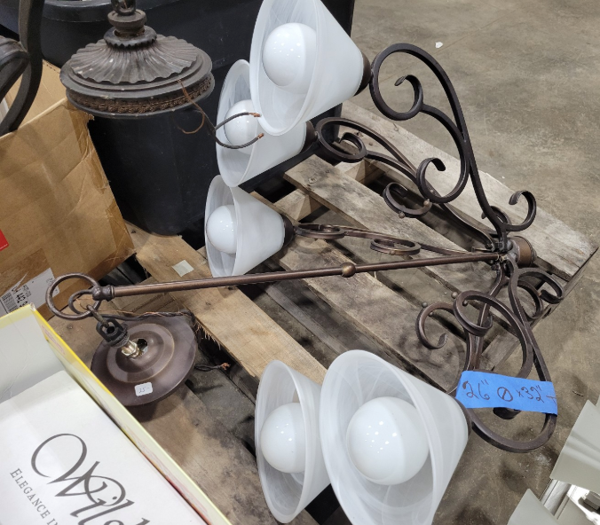 Five-Light Chandelier – Scrollwork with Frosted Glass