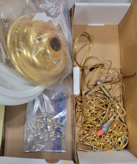 Brass Chandelier Parts – Restoration Kit with Glass Drops